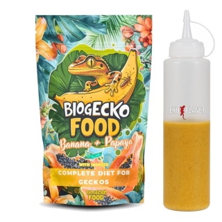 BioGecko Food Banan & Papaja 100g + butelka 240ml do pokarmów