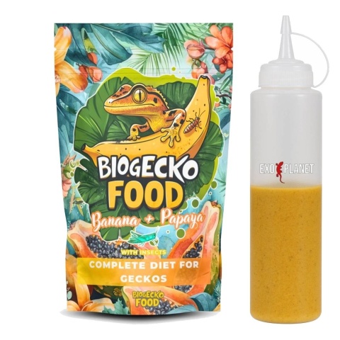 BioGecko Food Banan & Papaja 100g + butelka 240ml do pokarmów