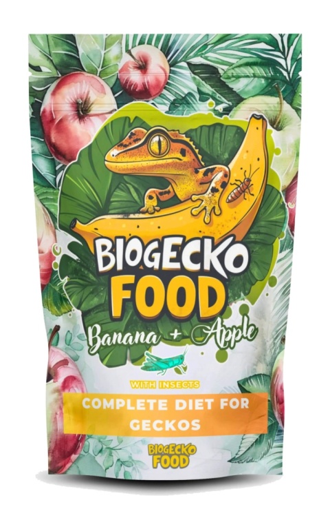BioGecko Food Banana & Apple 100g pokarm dla gekonów orzęsionych i innych jaszczurek BANAN-JABŁKO+OWADY