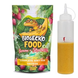 BioGecko Food Banan & Truskawka 100g + butelka 240ml do pokarmów