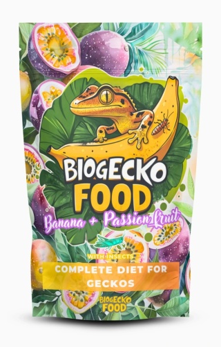 BioGecko Food Banana & Passion Fruit- 100g - pokarm dla gekonów orzęsionych i innych jaszczurek BANAN-MARAKUJA+OWADY