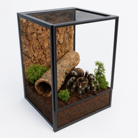 Terrarium szklane z ramkowe 15x15x20cm gilotyna - czarne Terrarium szklane z ramkowe 15x15x20cm gilotyna - czarne
