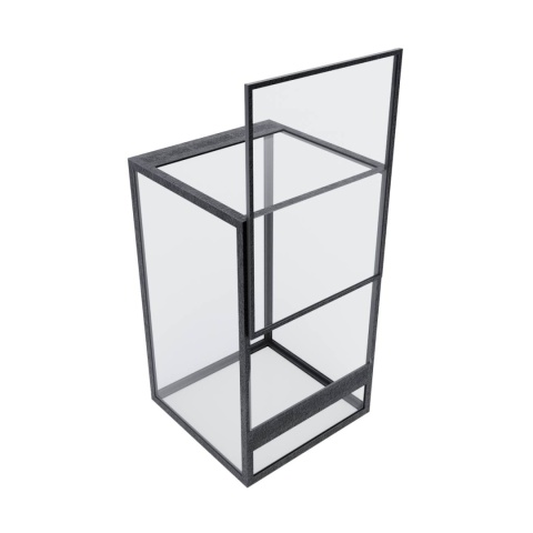 Terrarium szklane z ramkowe 15x15x25cm gilotyna - czarne Terrarium szklane z ramkowe 15x15x25cm gilotyna - czarne