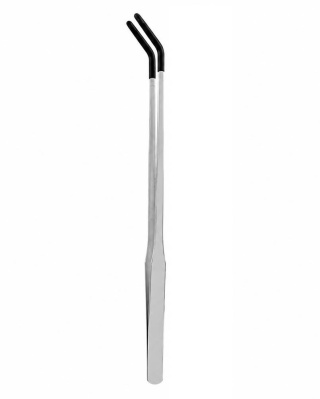 EXO PLANET Pęseta Terrarystyczna 27 cm zagięta z ogumioną końcówką - srebrna