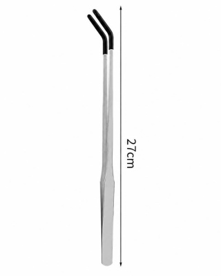 EXO PLANET Pęseta Terrarystyczna 27 cm zagięta z ogumioną końcówką - srebrna