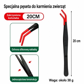 EXO PLANET Pęseta Terrarystyczna 20 cm zagięta z ogumioną końcówką - czarno-czerwona