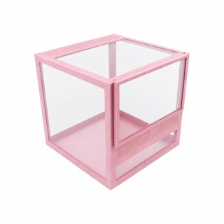 Terrarium szklane ramkowe 10x10x10cm gilotyna - różowe