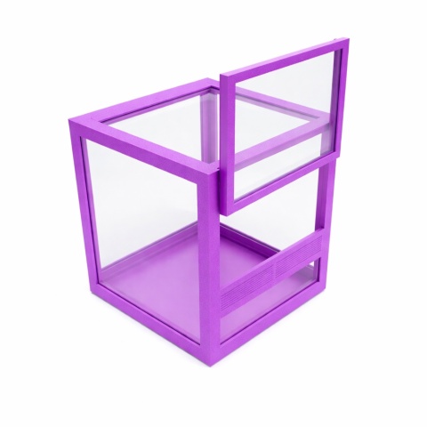 Terrarium szklane ramkowe 10x10x10cm gilotyna - fioletowe