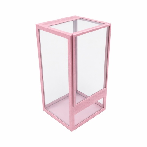 Terrarium szklane ramkowe 10x10x15cm gilotyna - różowe
