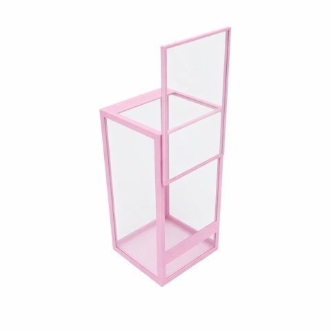 Terrarium szklane ramkowe 10x10x20cm gilotyna - różowe