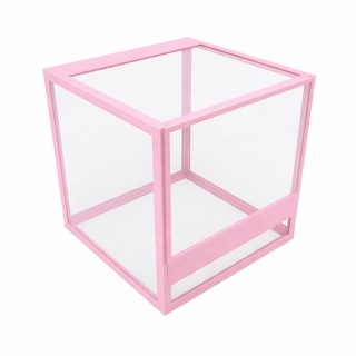 Terrarium szklane ramkowe 15x15x15cm gilotyna - różowe