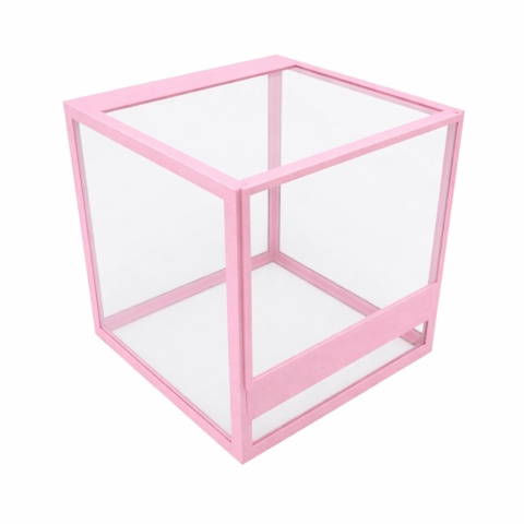 Terrarium szklane ramkowe 15x15x15cm gilotyna - różowe