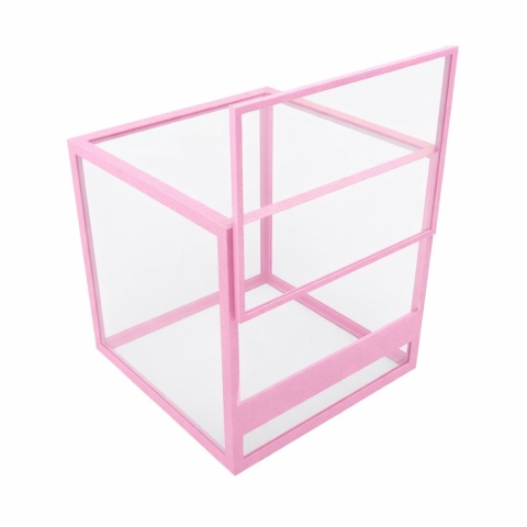 Terrarium szklane ramkowe 15x15x15cm gilotyna - różowe