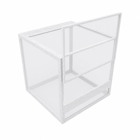 Terrarium szklane ramkowe 15x15x15cm gilotyna - białe