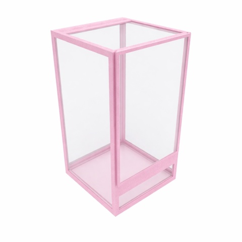 Terrarium szklane ramkowe 15x15x25cm gilotyna - różowe