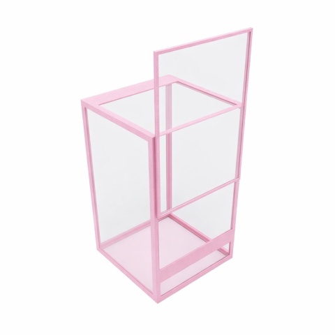 Terrarium szklane ramkowe 15x15x25cm gilotyna - różowe