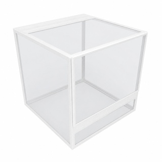 Terrarium szklane ramkowe 20x20x20cm gilotyna - białe