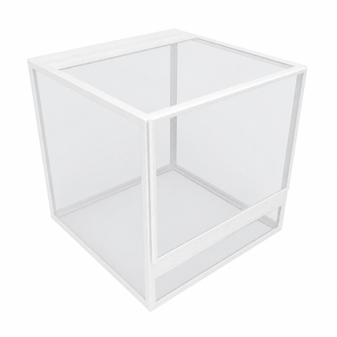 Terrarium szklane ramkowe 20x20x20cm gilotyna - białe