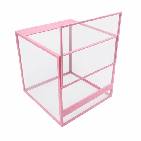 Terrarium szklane ramkowe 20x20x20cm gilotyna - różowe