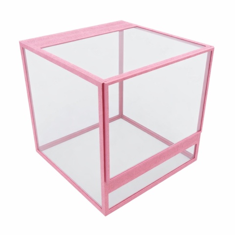 Terrarium szklane ramkowe 20x20x20cm gilotyna - różowe