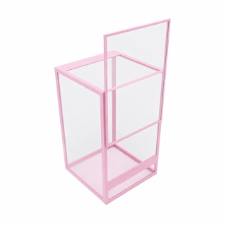 Terrarium szklane ramkowe 20x20x25cm gilotyna - różowe