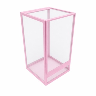 Terrarium szklane ramkowe 20x20x25cm gilotyna - różowe