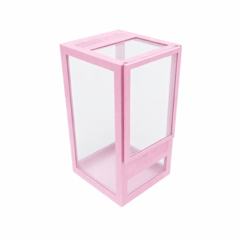 Terrarium szklane ramkowe 7x7x13cm gilotyna - różowe