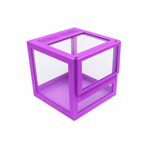 Terrarium szklane ramkowe 7x7x7cm gilotyna - fioletowe