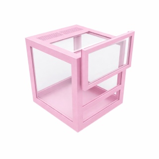 Terrarium szklane ramkowe 7x7x7cm gilotyna - różowe