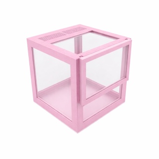 Terrarium szklane ramkowe 7x7x7cm gilotyna - różowe